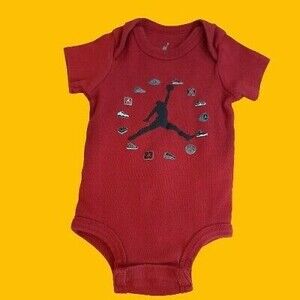 Air Jordan 0-6 mo Creeper One-Piece Bodysuit  Red Basketball Shoe Design